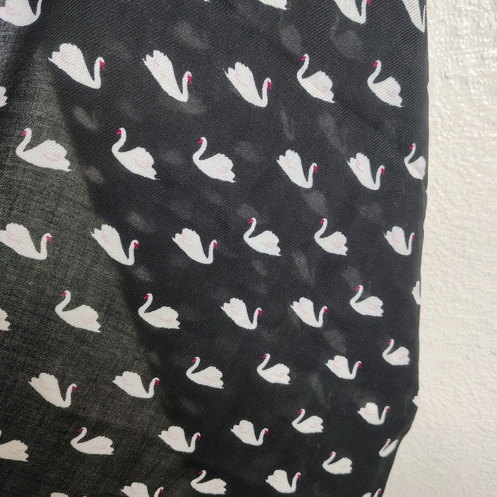 Kate Spade Black and White Swan Pattern Scarf - Picture 7 of 11